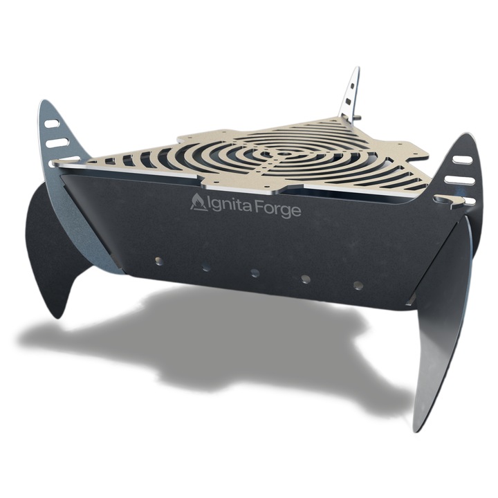 Gratar camping portabil Ignita Journey, inox, carbune/lemn, dimensiuni compacte