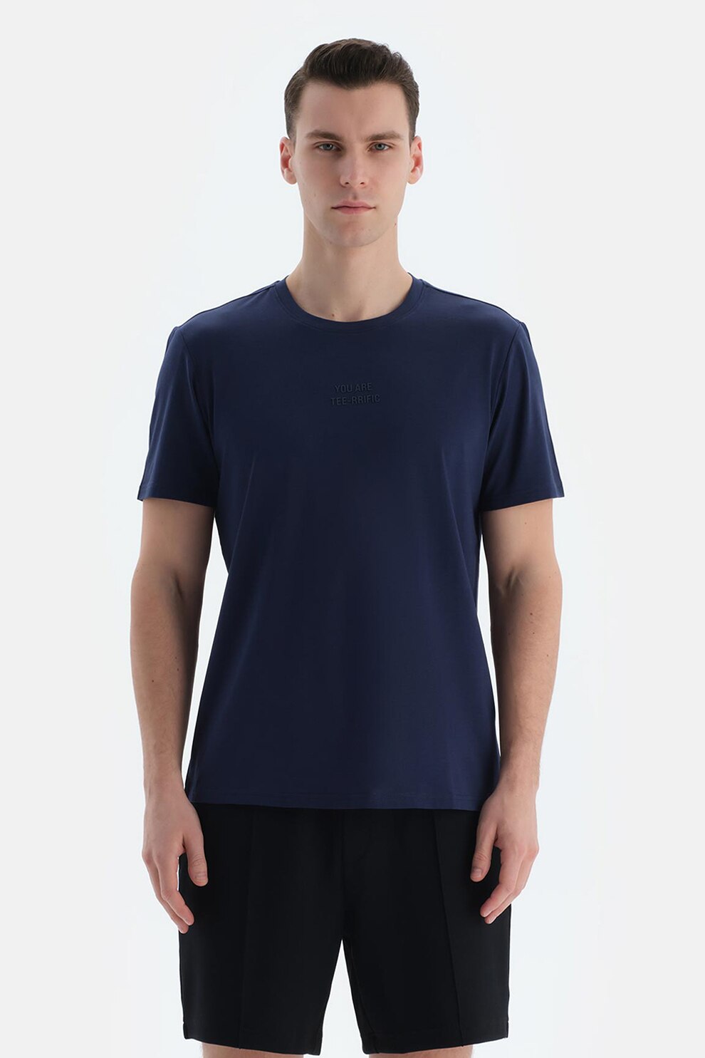 DAGI, Tricou din amestec de modal si bumbac, Bleumarin, L