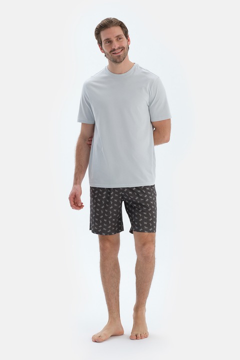 Dagi, Pantaloni scurti de pijama din amestec de modal, Gri deschis/Negru stins, S