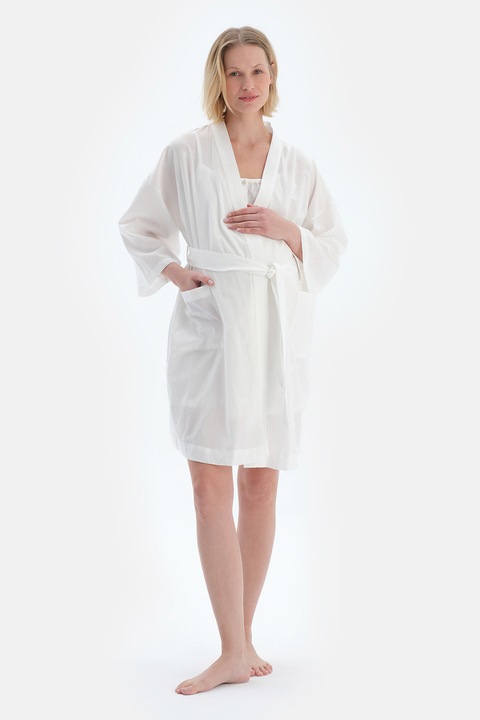 Dagi, Halat de baie cu buzunare, pentru gravide, Alb, L-XL