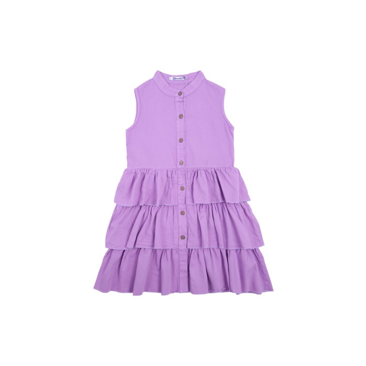 Rochie fete, MODJEANS, cu etaje, lila, bumbac