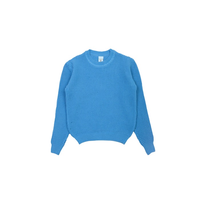 Pulover MODJEANS clasic din bumbac pentru baieti, albastru deschis, tricot cu vafe, potrivire relaxata