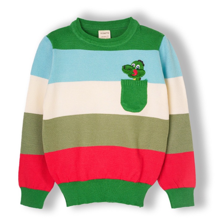 Pulover MODJEANS pentru baieti, multicolor, dungi vibrante, viscoza