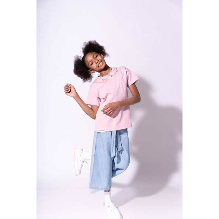 Gyerek póló, MODJEANS, 100% pamut, hímzés, piszkos rózsaszín