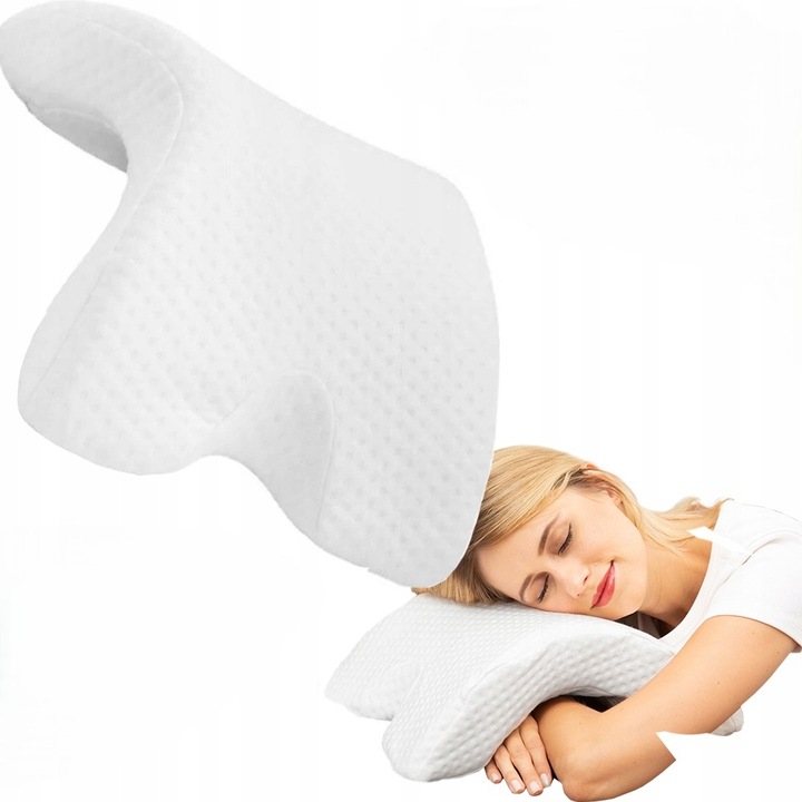 Ortopéd párna kéztámaszsal, Zola, memóriahab, mosható és levehető huzat, 33 x 30 x 12 cm, fehér
