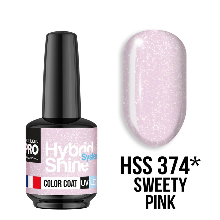 Oja hibrida Sweety Pink, MOLLON, 8 ml, roz, sistem Hybrid Shine, UV/LED
