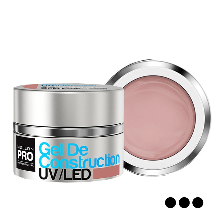 Gel de constructie, Camuflaj Nude 50 ml, Mollon PRO, formula densa, fara acid, pentru extensii unghii