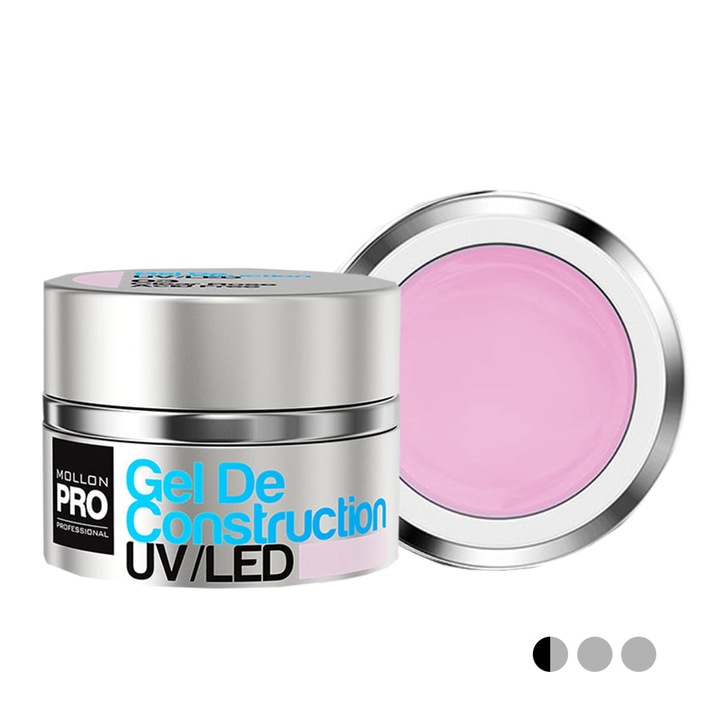 Gel de constructie, 50 ml, Mollon PRO, roz transparent, formula auto-nivelanta, fara acid