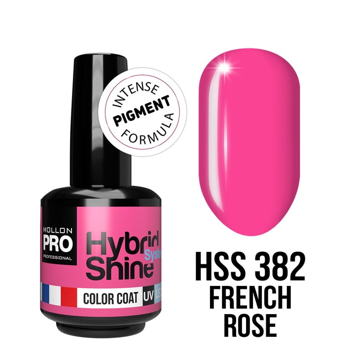 Oja hibrida 382 French Rose - Mollon PRO, roz neon, 8 ml