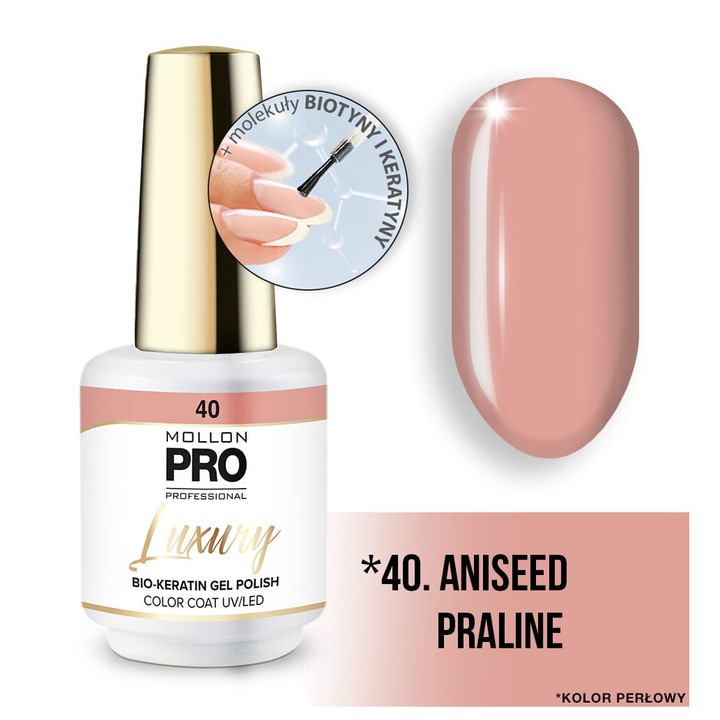 Oja hibrida 40 Aniseed Praline, Mollon PRO, 8 ml, sistem 3-faze, rezistent la zgarieturi
