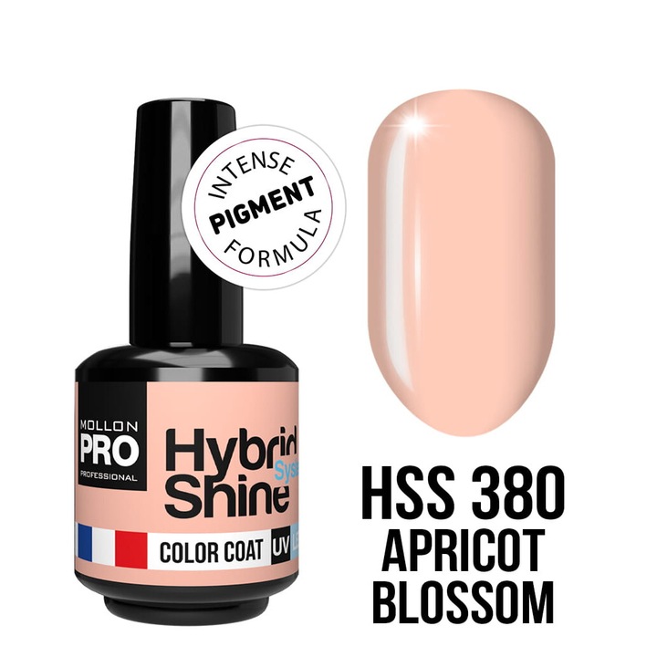 Oja hibrida MOLLON 380 Apricot Blossom, 8ml, culoare pastel, sistem UV/LED