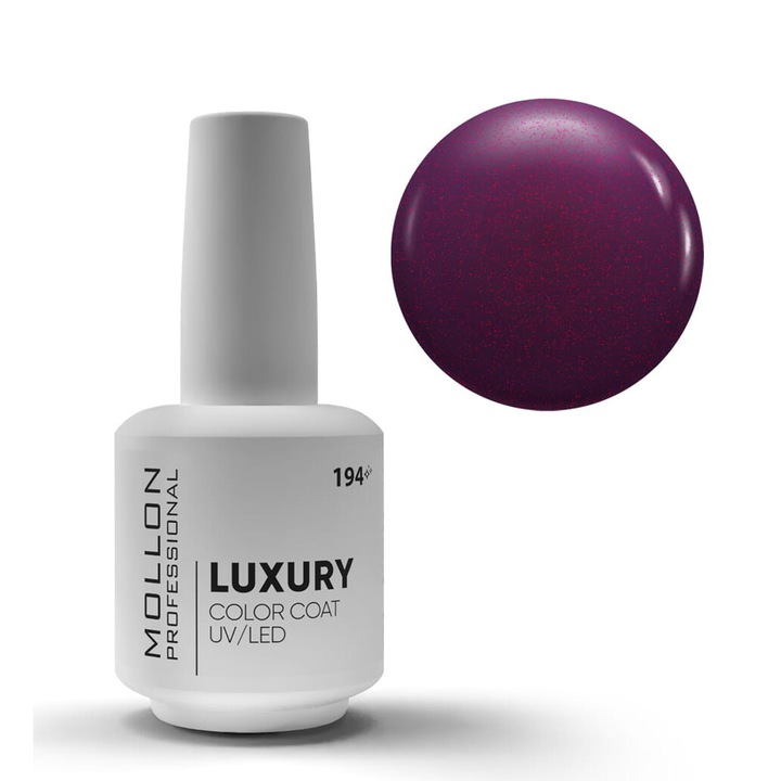 Oja hibrida MOLLON 194 Twilight Sparkle, violet inchis cu sclipici rosu, 8 ml