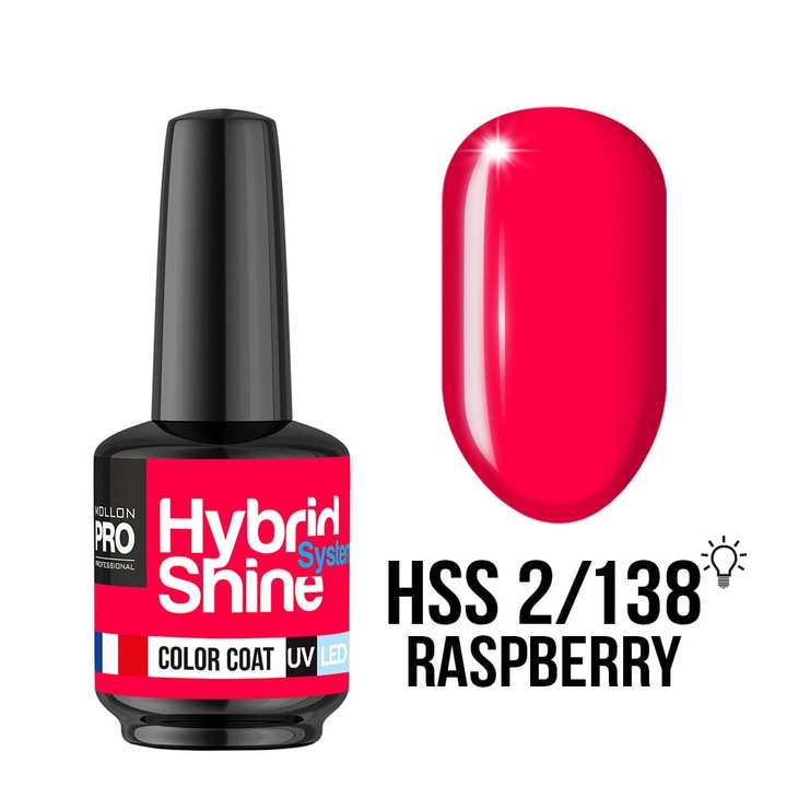 Oja hibrida MOLLON 2/138 RASPBERRY, 8 ml, culoare zmeura, sistem UV/LED