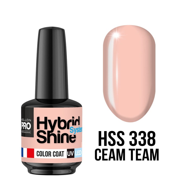 Oja hibrida MOLLON Hybrid Shine System - Color UV/LED, 8 ml, 3 saptamani rezistenta, aplicare precisa