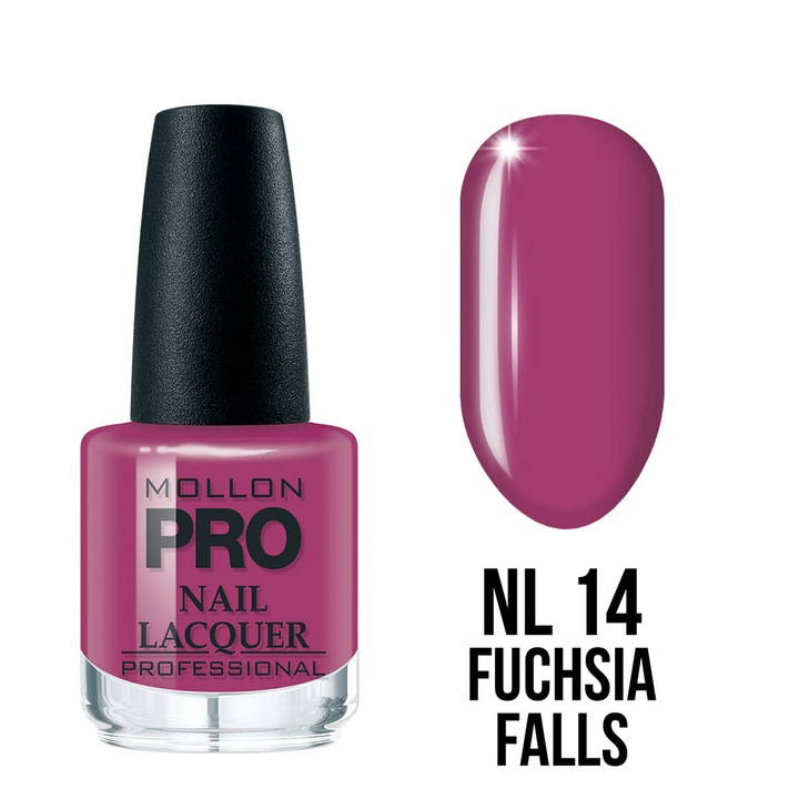 Oja clasica 14 Fuchsia Falls, 15 ml, MOLLON, rezistenta, usor de aplicat