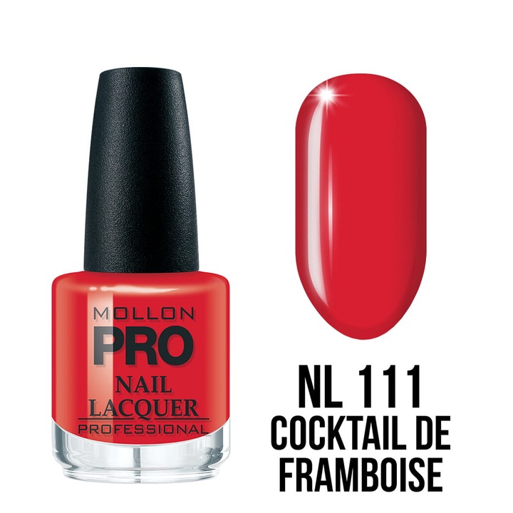 Oja clasica 15 ml - Mollon PRO, culoare Cocktail rosu, rezistenta peste 7 zile