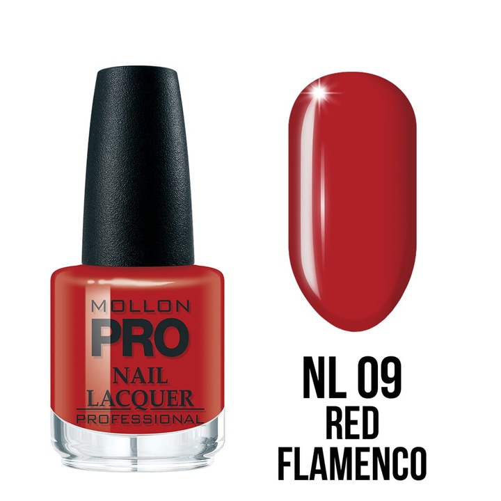 Oja clasica 15 ml, 09 rosu, MOLLON, rezistenta, usor de aplicat