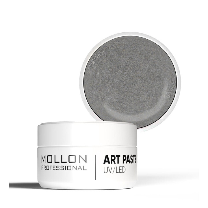 Pasta pentru decoratiune unghii, MOLLON, ART PASTE SILVER 5g, argintiu, consistenta densa