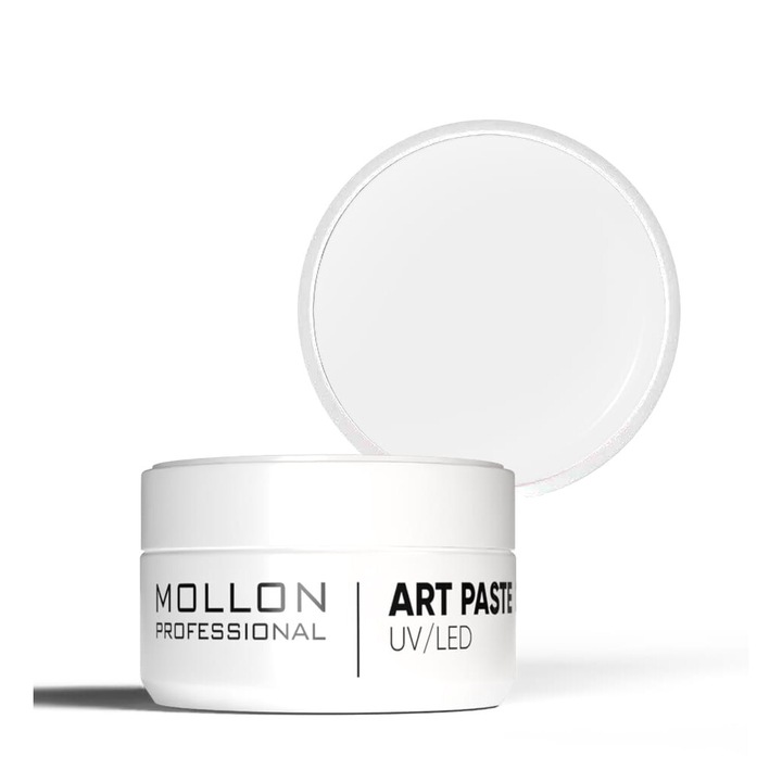 Pasta de Nail Art MOLLON ART PASTE WHITE 5g, consistenta densa, fara strat de dispersie, alba