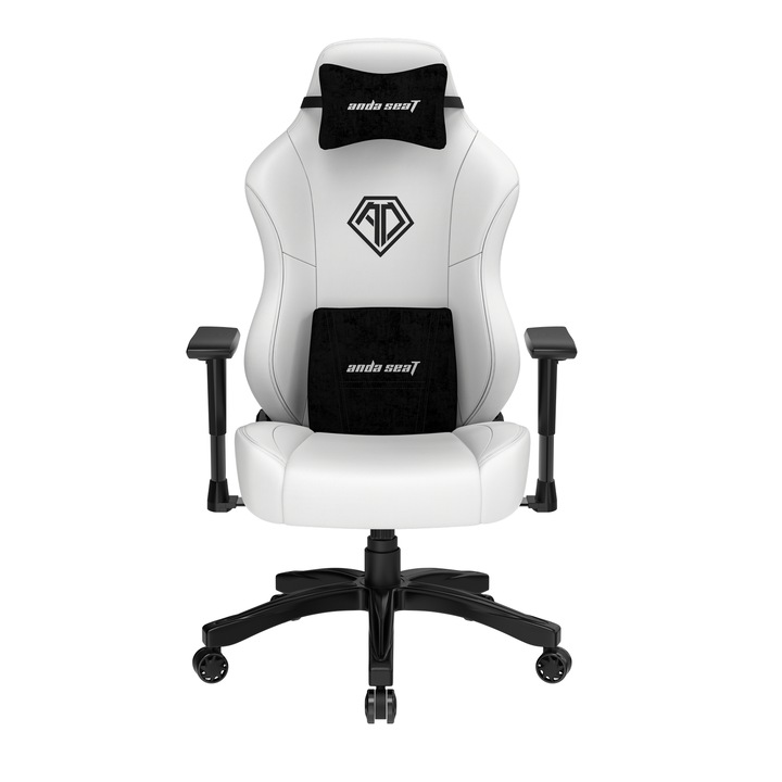 Scaun gaming din piele Anda Seat Phantom 3 L alb rotativ