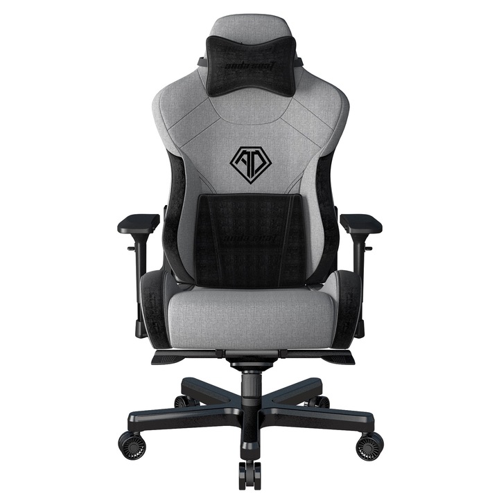 Scaun de gaming pentru birou T-Pro 2 XL Anda Seat, gri, rotativ