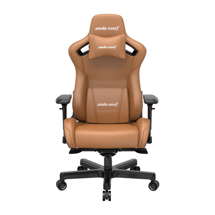 Scaun de gaming pentru birou, din piele Anda Seat Kaiser 2 XL, maro, rotativ