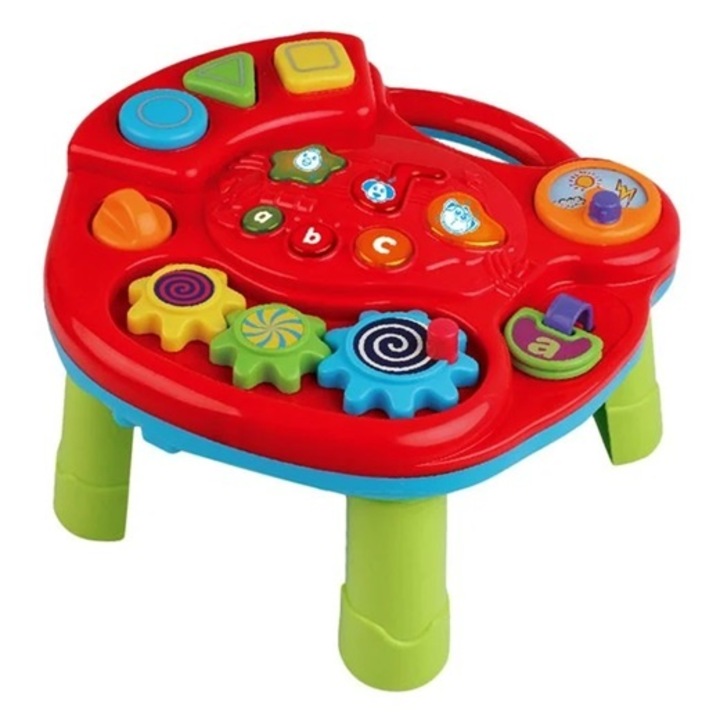Masuta cu activitati pentru copii, Cu sunete si lumina, Functionare cu 3 baterii AA (incluse), Plastic, 47x72x68cm, Multicolor