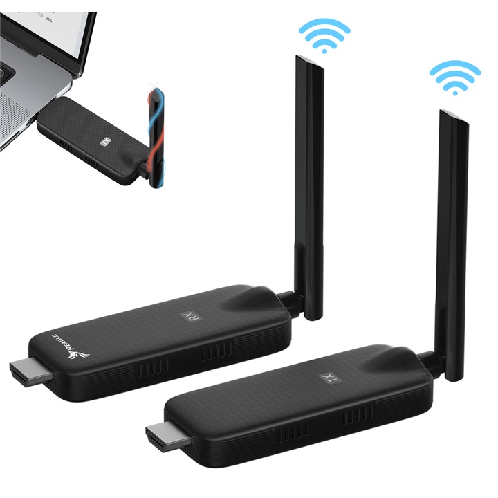 Безжичен HDMI удължителен комплект 50M, Full HD 60Hz, безжичен предавател и приемник, 5V USB захранване, съвместим с телевизор, монитор, проектор – Reagle