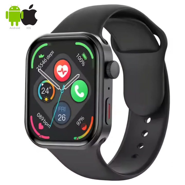 Смарт часовник ZENARK® ZFit 11 LITE, AMOLED Ultra HD 4k екран, Наблюдение на съня, дишане, кръвно налягане, сърдечен ритъм, насищане с кислород, осъществяване/получаване на повиквания, имейл известия, WhatsApp, Facebook, 100+ спорта, черен