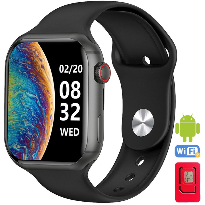 Мъжки смарт часовник TechONE® GlideWatch, 2 инча SUPER AMOLED, с 4G SIM, WiFi, Android, Play Store, TikTok, GPS, Bluetooth Call v 5.4, многоточков пулс, SpO2, Chrome, Google Maps, Instagram, IP68, метален корпус, черен