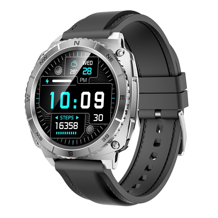 Ceas SmartWatch Premium cu ChatGPT, by VeReTech, Cadran Rotativ, Ecran Amoled de 1.43 inch, 466*466 Pixeli, IP68, Bluetooth 5.4, Spo2, Ritm Cardiac, Somn, 200 Moduri Sport, Comenzi Vocale prin AI, Apeluri Vocale, Notificari Social Media, Negru/Gri