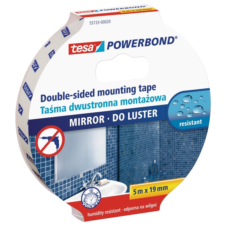 Baza adeziva Tesa, Powerbond, 19mm, 5.0m
