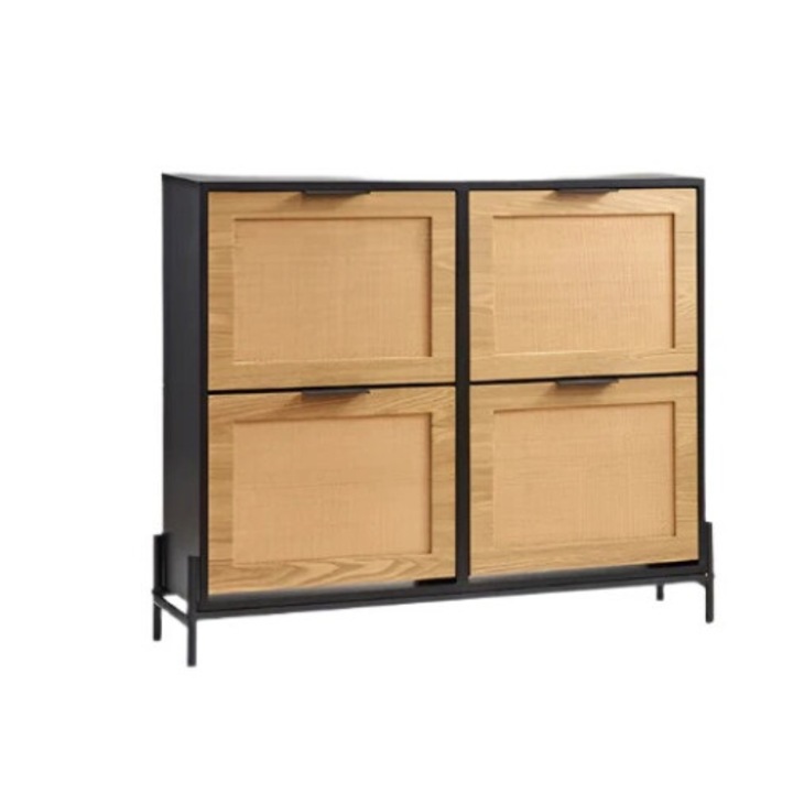 Cipős szekrény, 4 fiók, rattan kivitel, bézs, 37x44 hüvelykes