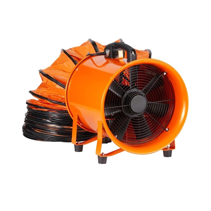 Kipufogó ventilátor, 300 W, 1720 CFM, 10 m rugalmas cső, hordozható, narancssárga