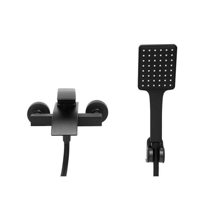 Смесител за баня, ABS/алуминий, 21см, черен