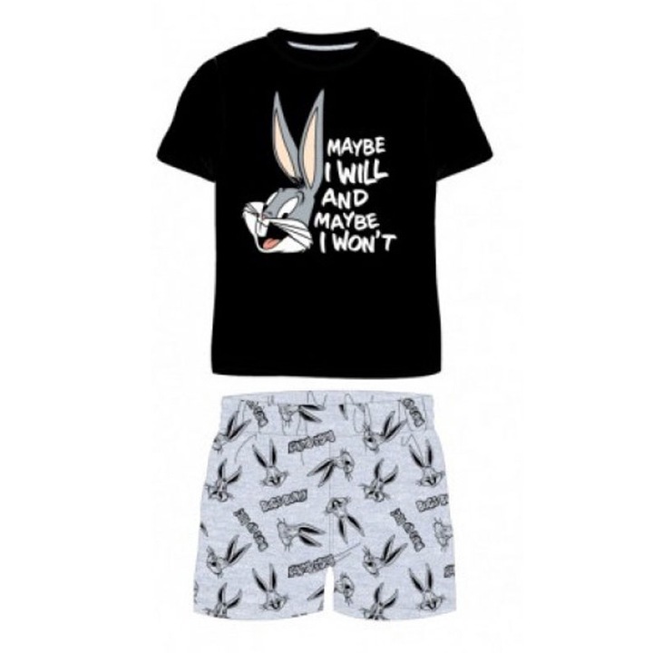 Pijama de vara cu maneca scurta, bumbac, Bugs Bunny 29067, Negru
