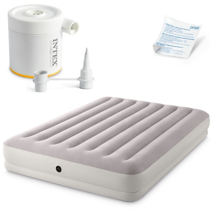 Надуваем матрак, Intex, Twin Dura-Beam Prestige, Mid-rise Airbed USB150, 152 x 203 x 30 см, светло сив