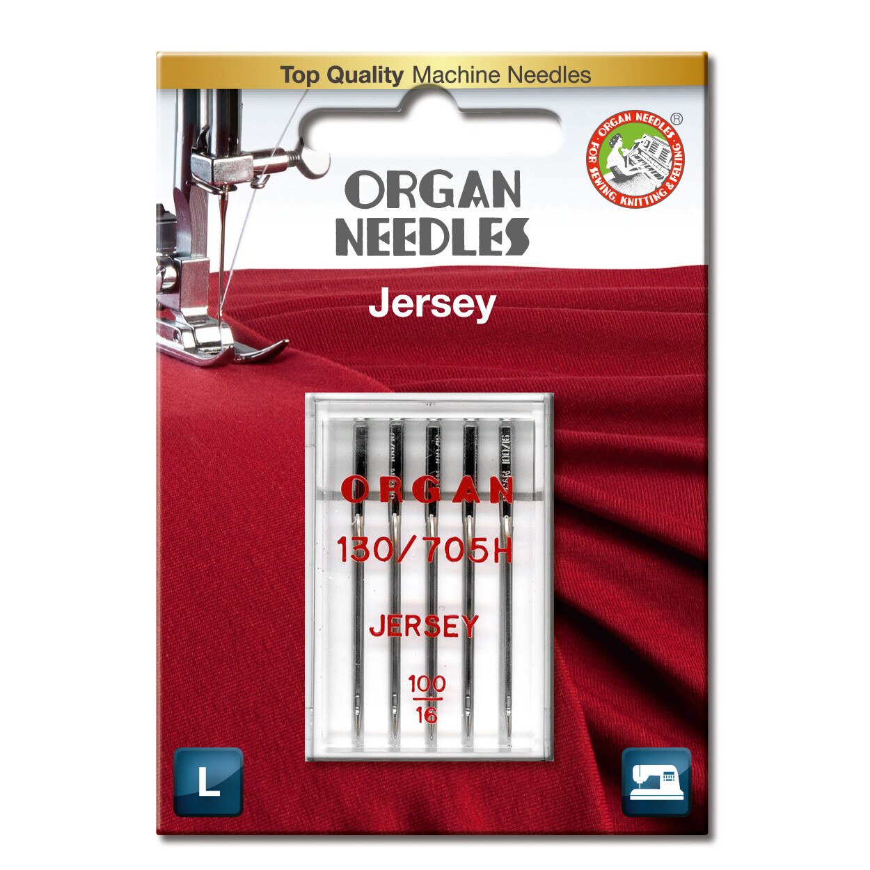 Ace de cusut casnice Organ Jersey - finete 100, 5 buc