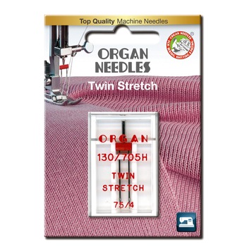Ace de cusut casnice Organ Twin Stretch, distanta ace 4mm - finete 75, 1 buc Ace de cusut casnice Organ Twin Stretch, distanta ace 4mm - finete 75, 1 buc