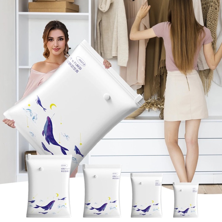 Вакуумна торба за съхранение, бяла, 100x80 см, комплект от 1 бр