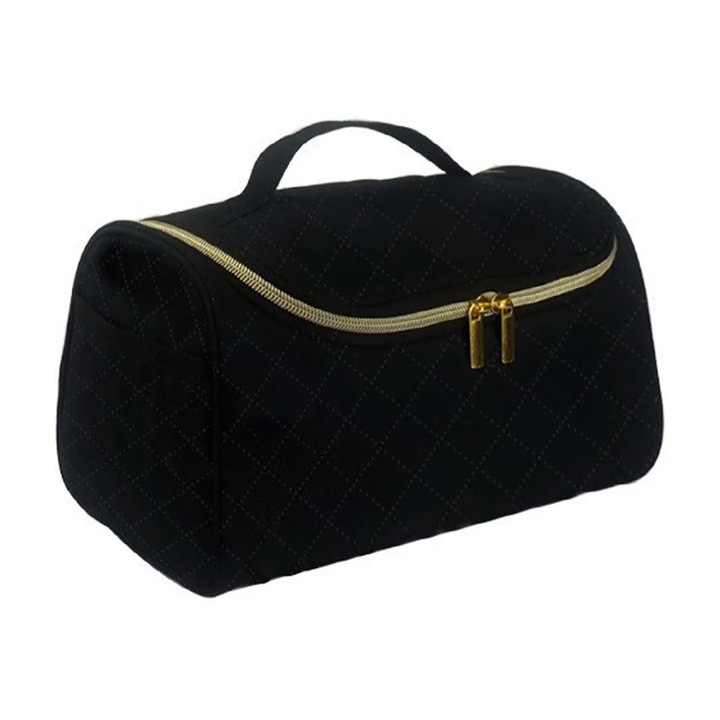 Чанта за съхранение на маша и преса за коса, черна/синя, 30.5x16см, комплект с въртяща се стойка