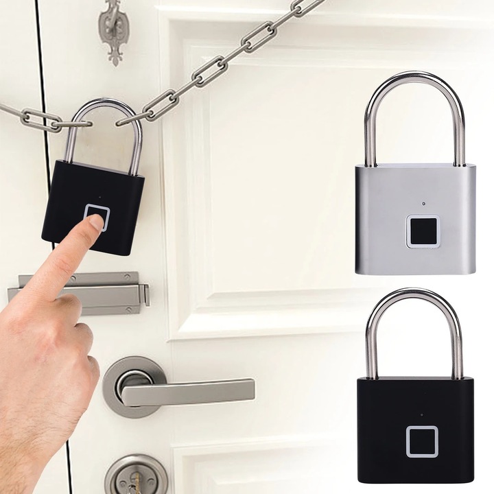 Дигитална брава с пръстов отпечатък, преносима, за врати, багаж, 4.6x7.6x1.3cm, комплект с кабел за данни