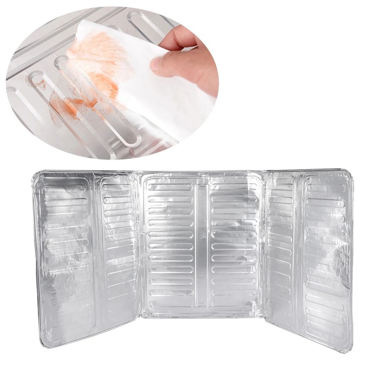 Протектор за печка от алуминиево фолио, 84x32.5cm, сребрист, комплект от 3 броя