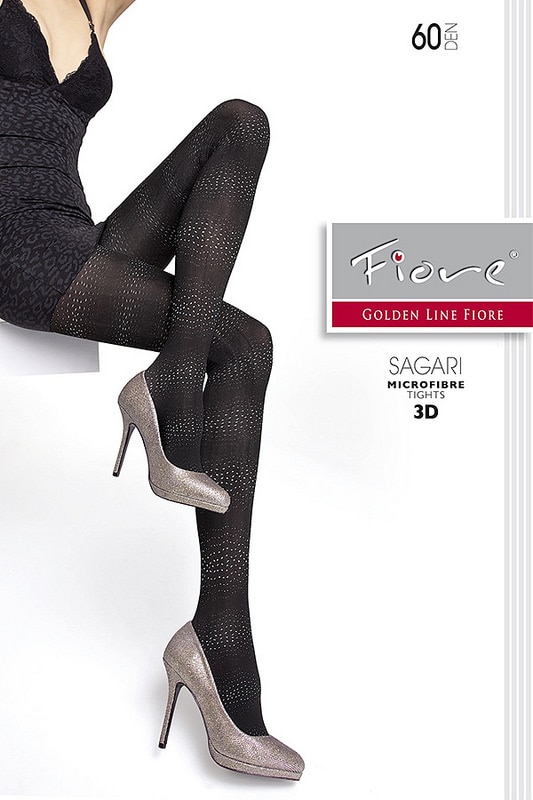 Ciorap FIORE Sagari 60 Den, Negru/blueberry