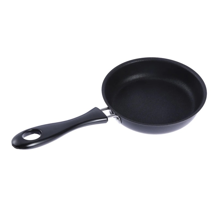 Tigaie antiaderent 12cm, neagra, cu capac, pentru omlete si clatite mini