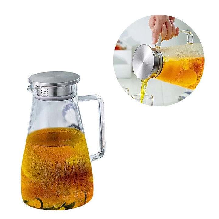 Термоустойчива стъклена кана за кафе, голяма вместимост, прозрачна, 8.5x21см