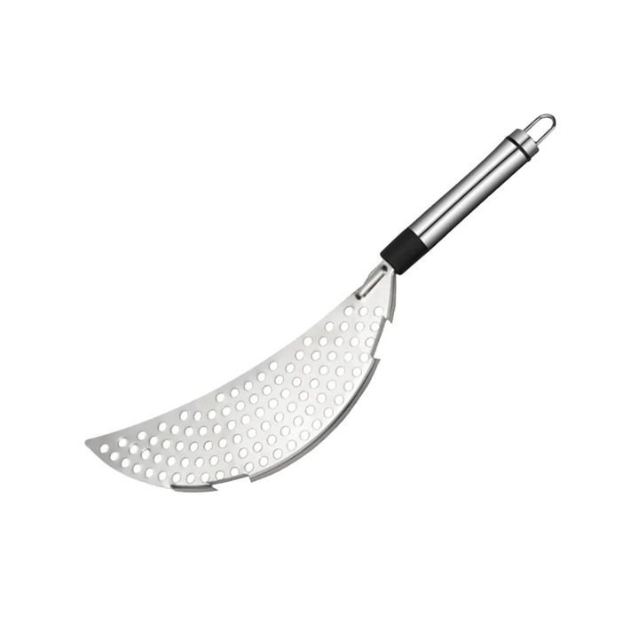 Цедка за тенджери от неръждаема стомана, дизайн на полумесец, 36,5x6,5x0,8 см, за отцеждане на течности