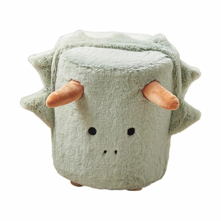 Табуретка с дървени крака, зелена, анимационен дизайн, компактна, за офис и вход