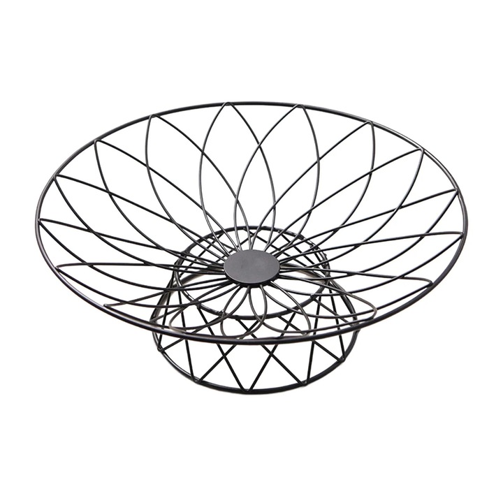 Кошница за плодове от ковано желязо, голяма вместимост, поставка за зеленчуци и хляб, черна, комплект