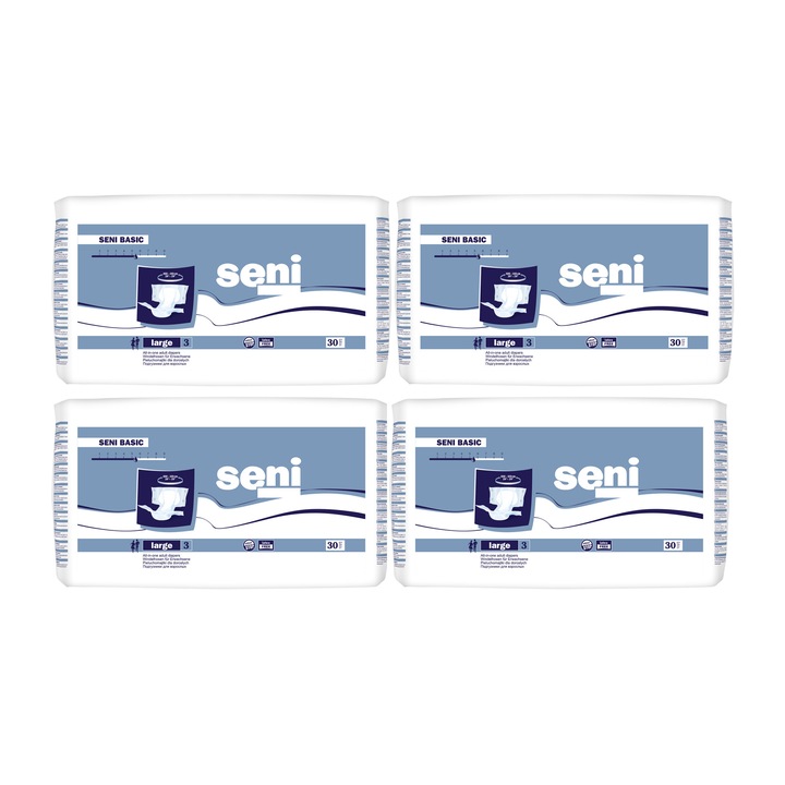 Pachet promo Scutece Seni Basic, L, 4 x 30 bucati